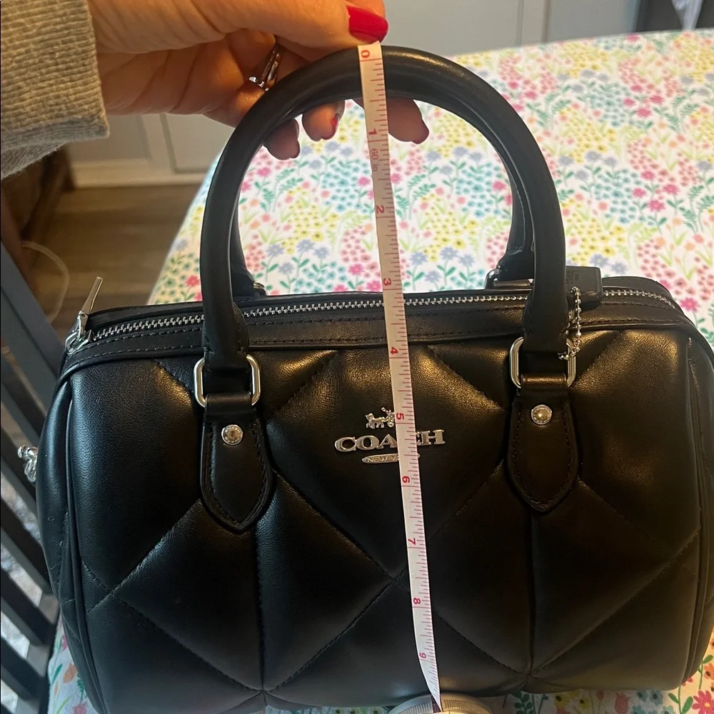 Coach Rowan Black Quilted Leather Satchel with Crossbody Strap - Picture 7 of 9